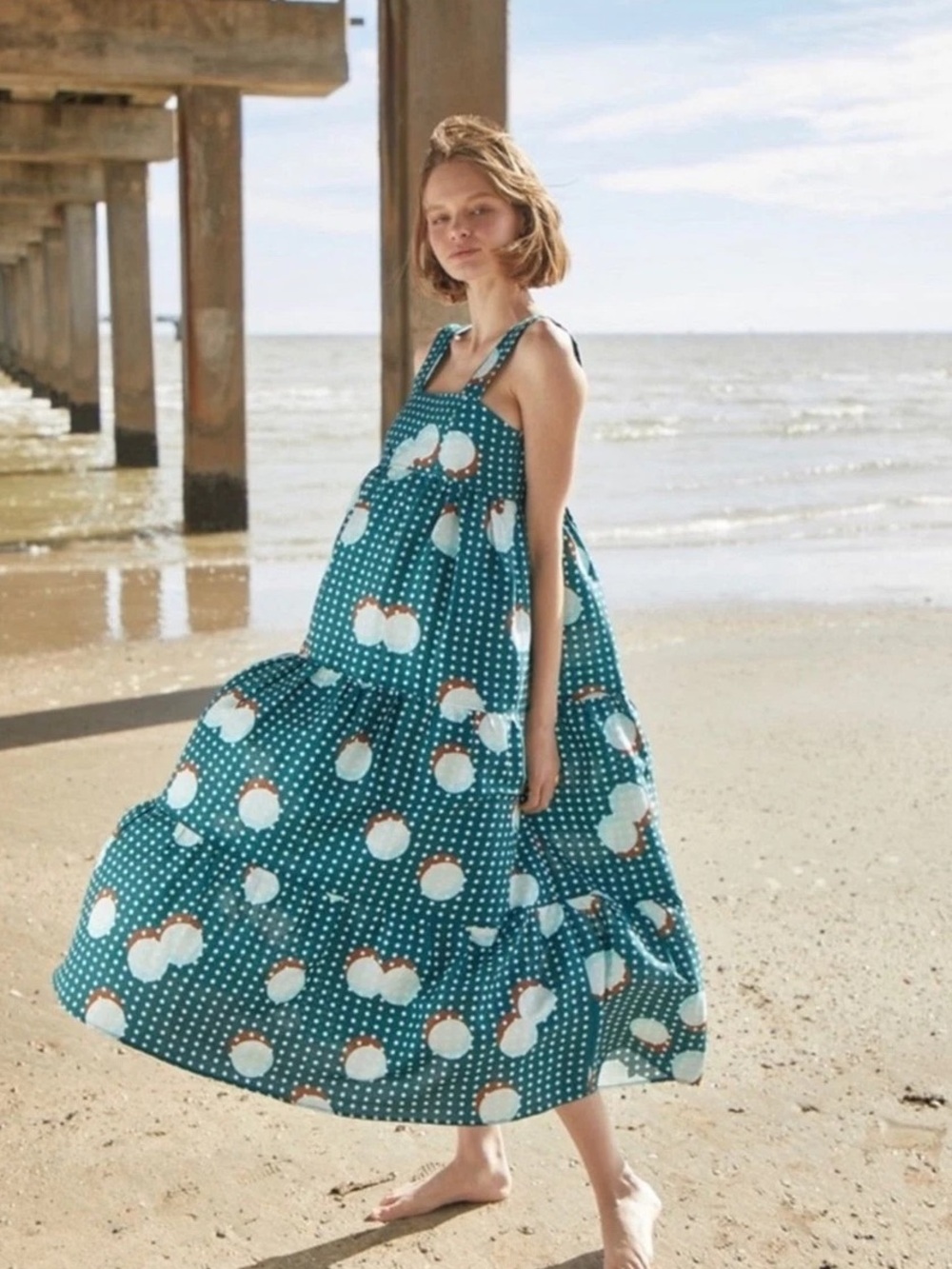 Hunter Bell Poppy Dress Size Large Flowy Sundress Luxury Vacation.    Sk6